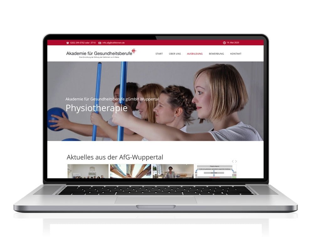Webdesign designplus Köln Referenz - Responsive Website für die Akademie für Gesundheitsberufe Wuppertal (AfG)