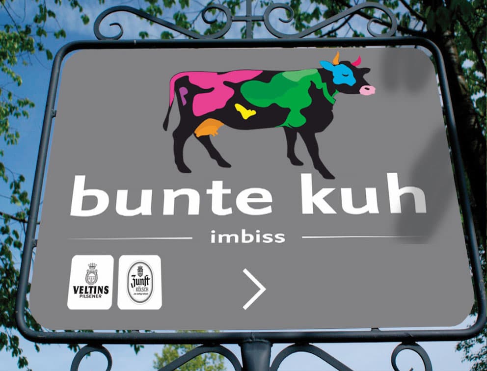 Print Grafik-Design Referenz Bunte Kuh Edelimbiss Bonn