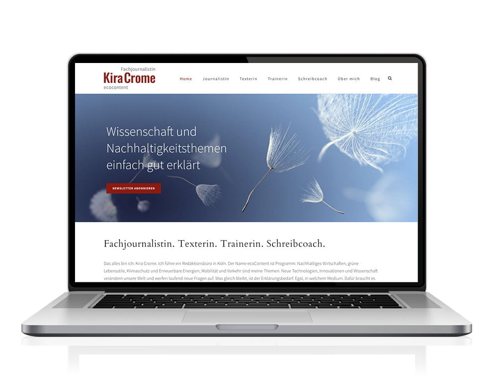 Webdesign designplus Köln Referenz - Responsive Website für ecocontent Kira Crome