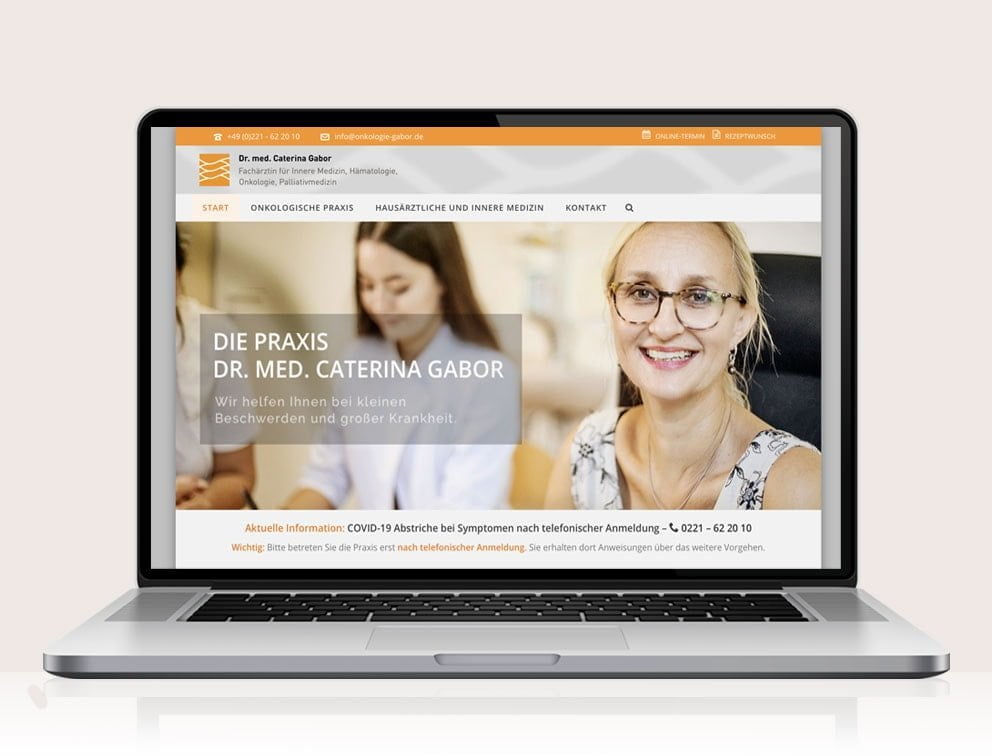 Webdesign designplus Köln Referenz - Responsive Website für die Onkologische Praxis Dr. Gabor Köln-Mühlheim