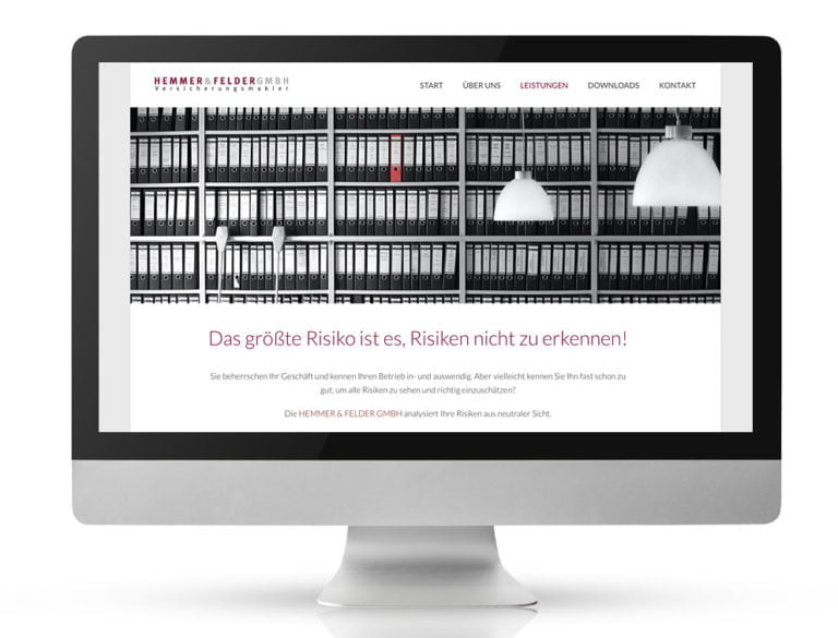 Webdesign Referenzprojekt designplus, Köln für die Versicherungsmakler Hemmer und Felder Köln