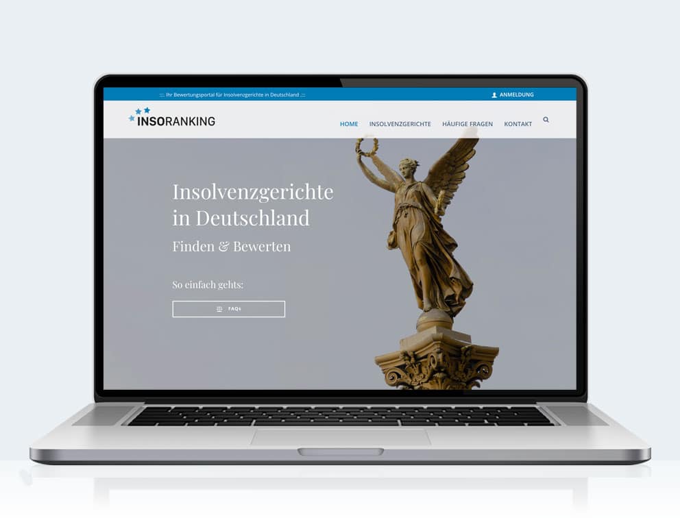 Webdesign designplus Köln Referenz - Responsive Website für das Bewertungsportal Insolvenzgerichte in Deutschland