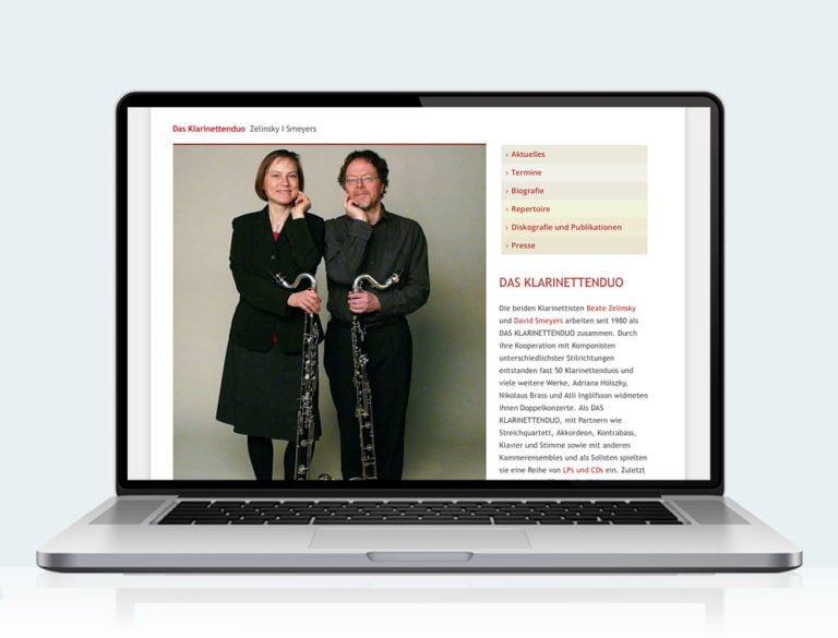 Webdesign Köln 2 Webdesign designplus Köln Referenz - Responsive Website für das Klarinettenduo Köln