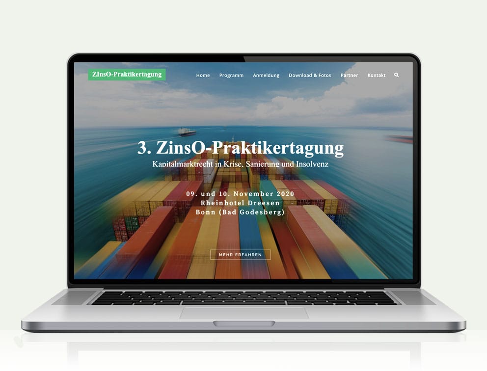 Webdesign designplus Köln Referenz - Responsive Website für die ZInsO-Praktikertagung Krise und Sanierung vom DIAI