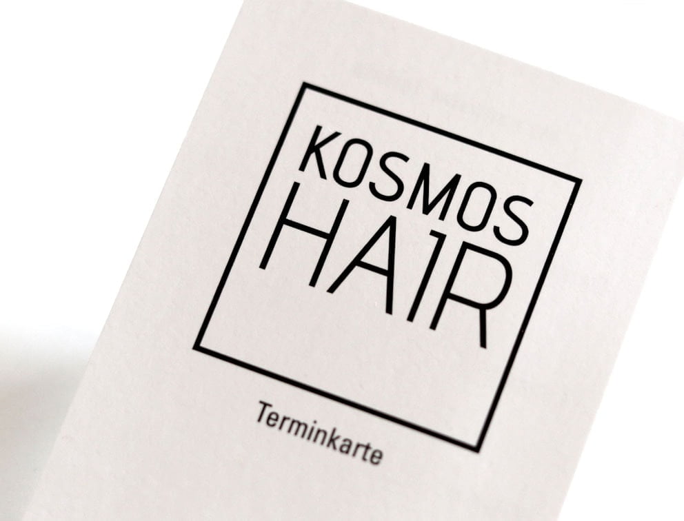 Grafik-Design Geschäftsausstattung Referenz Kosmoshair Friseursalon Köln