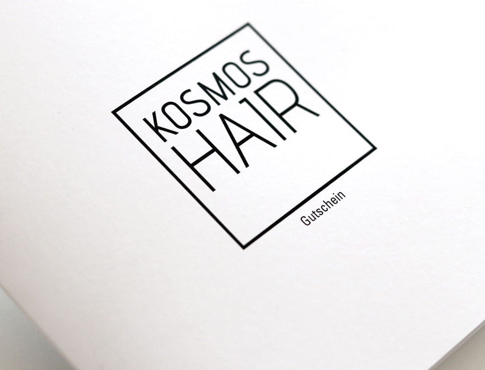 Grafik-Design Geschäftsausstattung Referenz Kosmoshair Friseursalon Köln