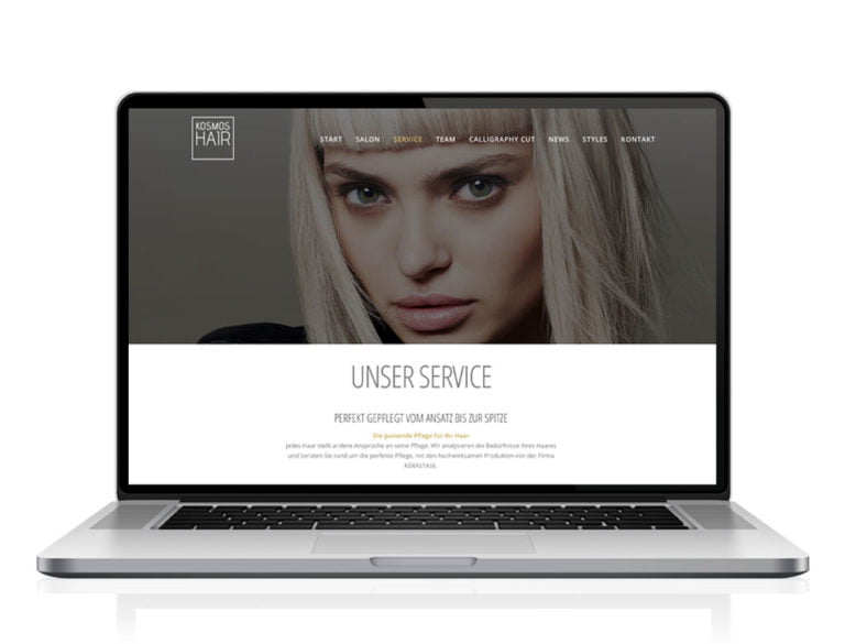 Webdesign Referenzprojekt designplus, Köln für Kosmoshair Friseursalon Köln