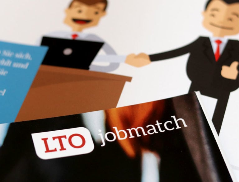 Grafik-Design Broschüre Magazin Referenz LTO-Jobmatch