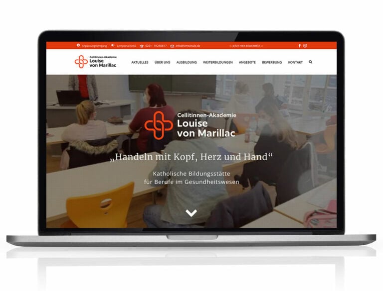 Webdesign Referenzprojekt designplus, Köln für die Krankenpflegeschule Louise von Marillac in Köln