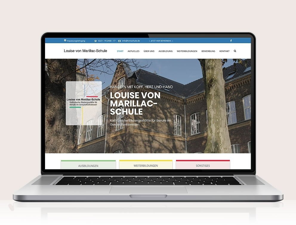 Webdesign designplus Köln Referenz - Responsive Website für die Krankenpflegeschule in Köln Louise von Marillac