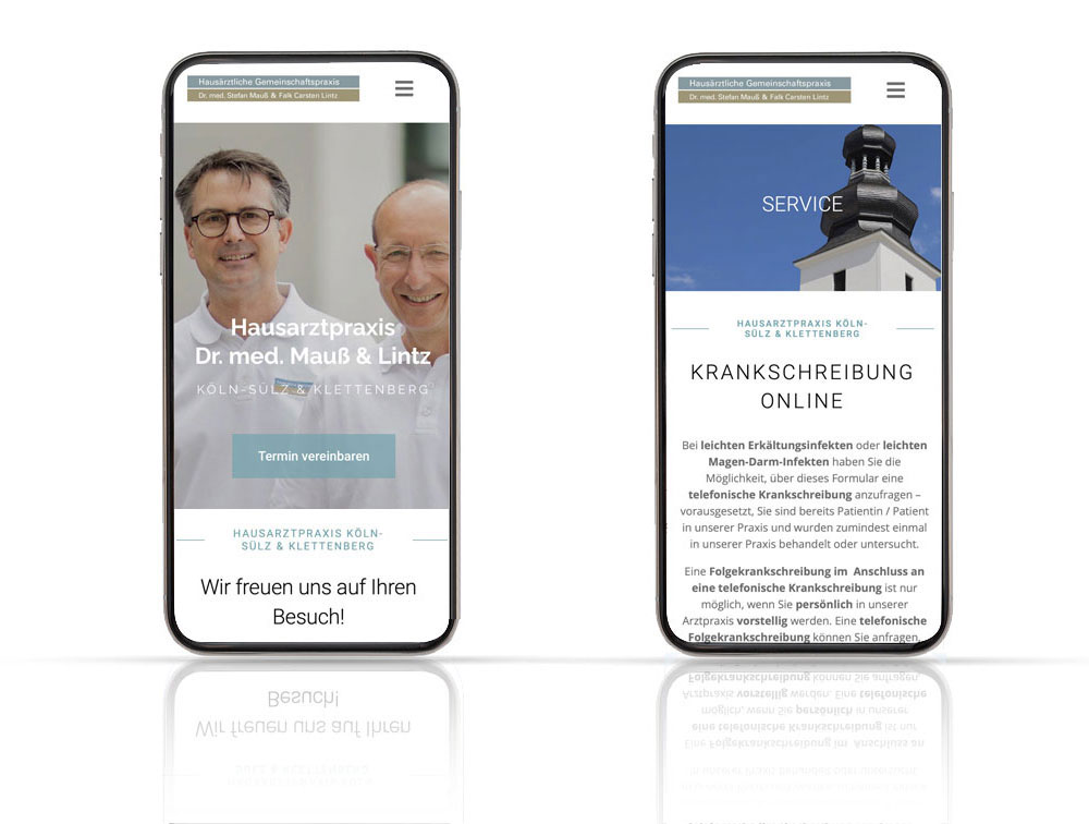 Webdesign Referenzprojekt designplus, Köln für die Hausarztpraxis Sülz, Köln