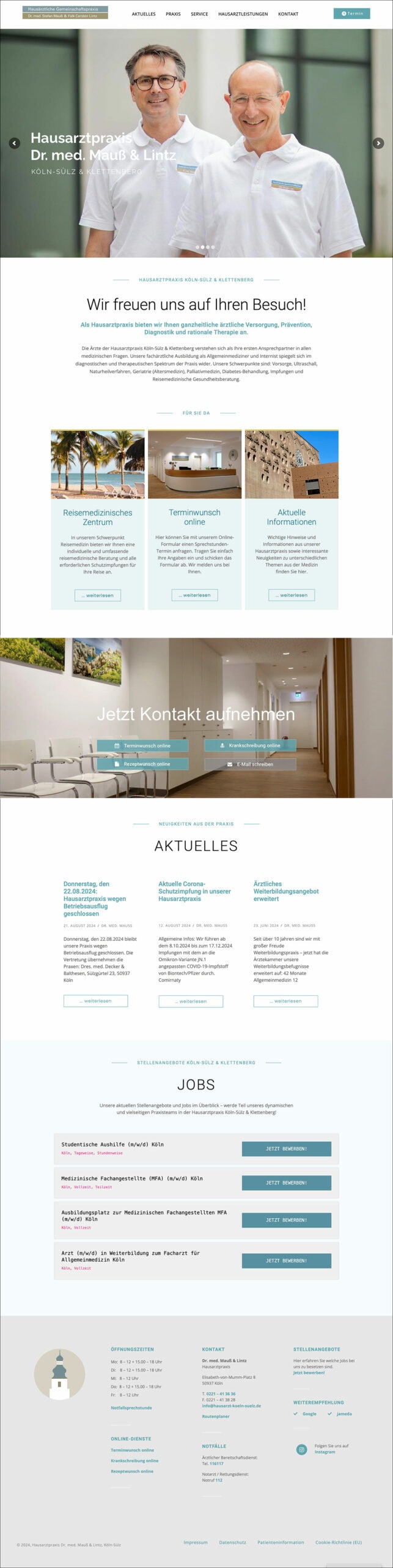 Webdesign Referenzprojekt designplus, Köln für die Hausarztpraxis Sülz, Köln