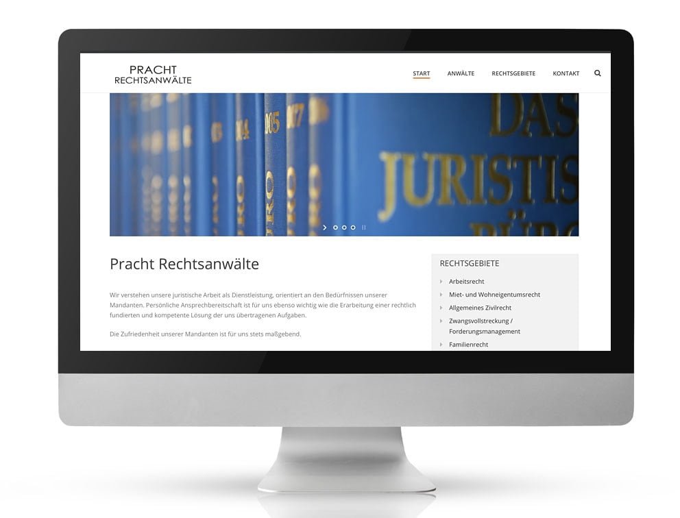 Webdesign Referenzprojekt designplus, Köln für Pracht Rechtsanwälte