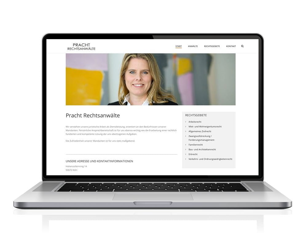 Webdesign designplus Köln Referenz - Responsive Website für Pracht Rechtsanwaltskanzlei