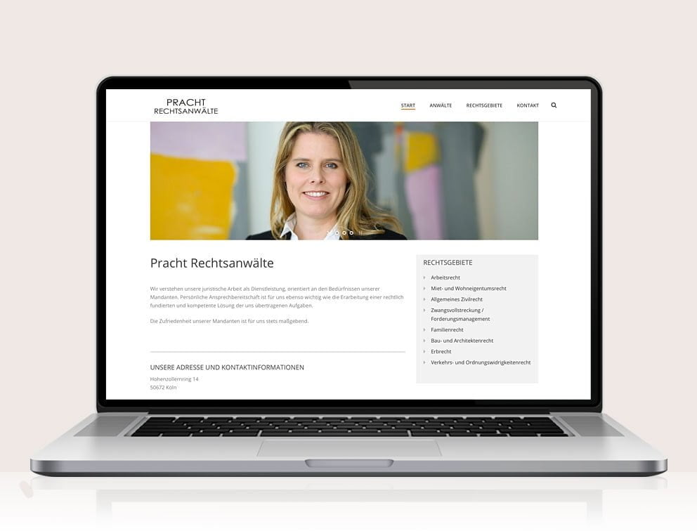 Webdesign designplus Köln Referenz - Responsive Website für Pracht Rechtsanwaltskanzlei