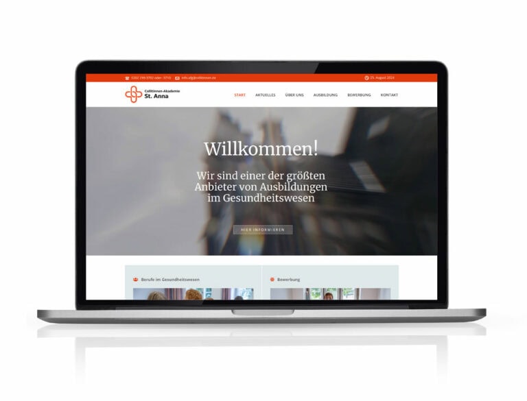 Webdesign Referenzprojekt designplus, Köln für die Krankenpflegeschule in Wuppertal - AfG