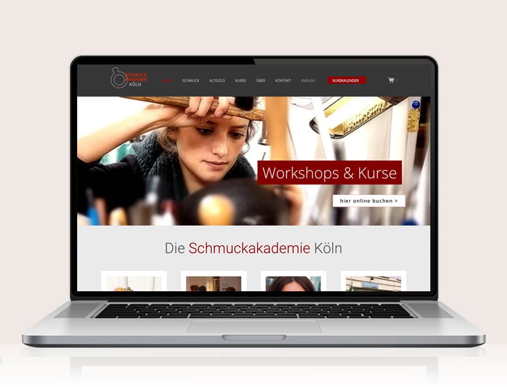 Webdesign Referenzprojekt designplus, Köln für die Schmuckakademie Kempe