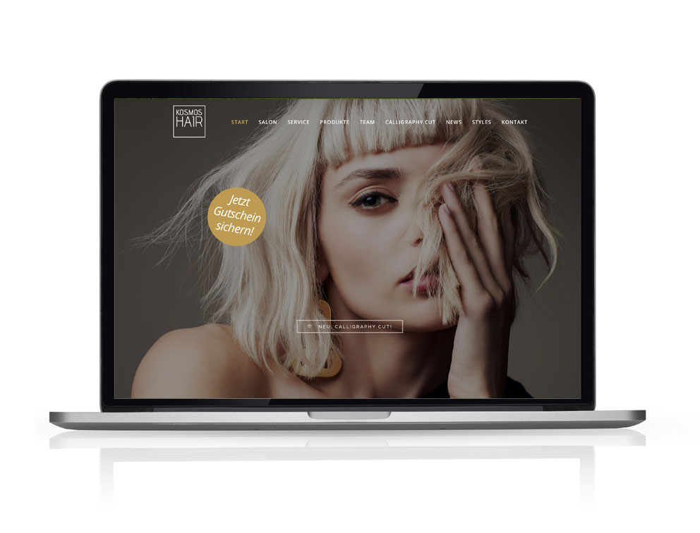 Webdesign Referenzprojekt designplus, Köln für den Haarsalon Kosmoshair in Köln