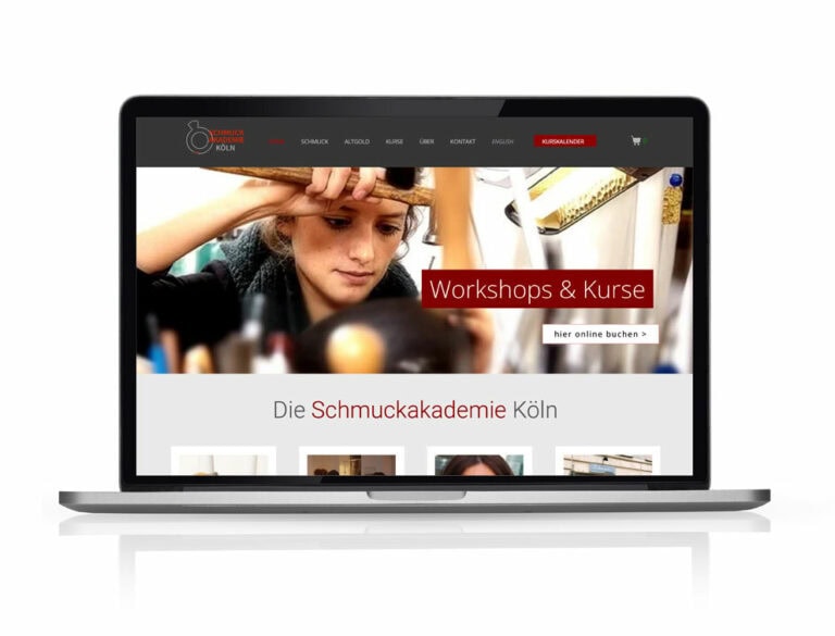 Webdesign Referenzprojekt designplus, Köln für die Schmuckakademie in Köln
