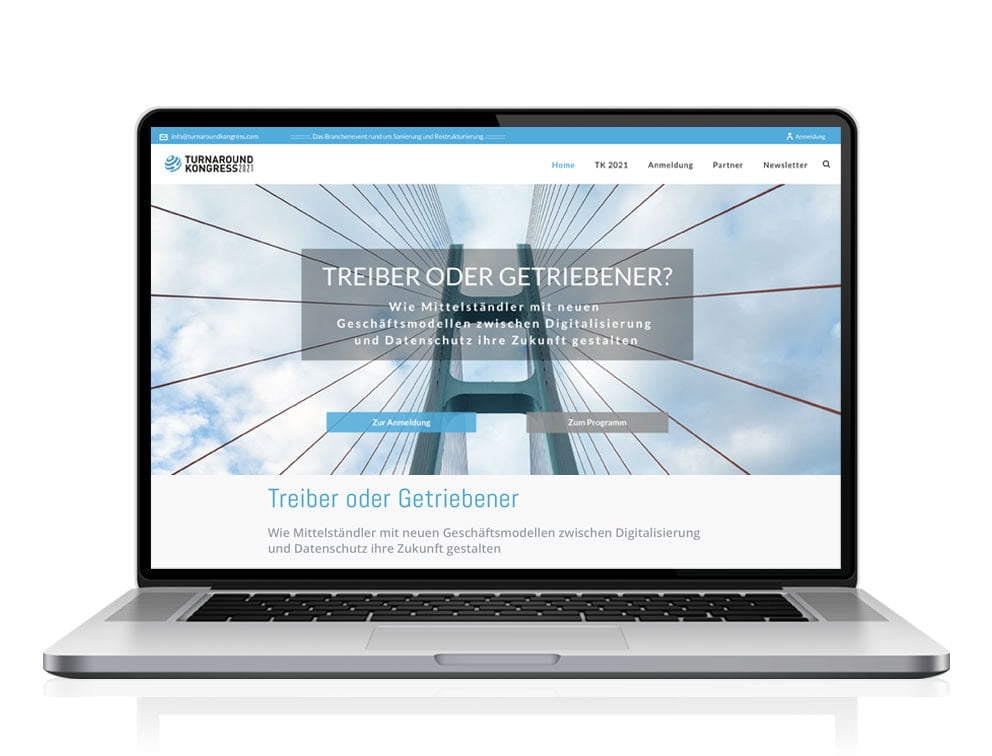 Webdesign designplus Köln Referenz - Responsive Website für den Turnaroundkongress Krise und Insolvenz vom DIAI