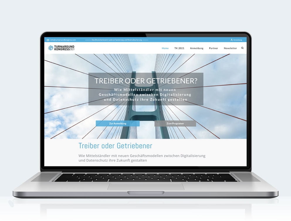 Webdesign designplus Köln Referenz - Responsive Website für den Turnaroundkongress Krise und Insolvenz vom DIAI