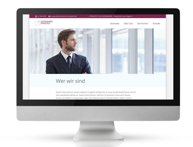 Webdesign Referenzprojekt designplus, Köln für den Unternehmer-Stresstest