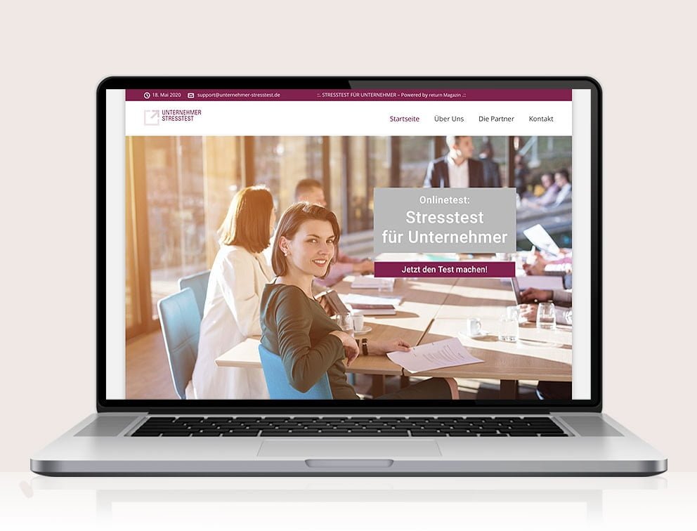 Webdesign designplus Köln Referenz - Responsive Website für den Online-Test Unternehmer Stresstest vom DIAI