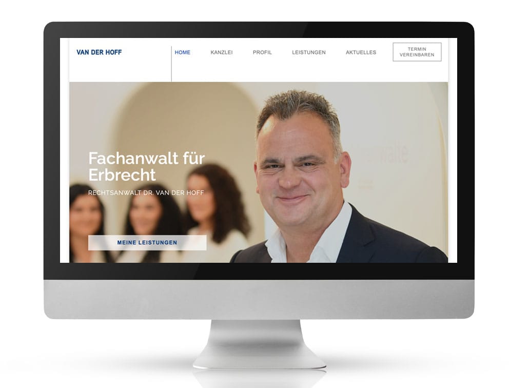 Rechtsanwalt Van der Hoff 1 Webdesign Referenzprojekt designplus, Köln für den Rechtsanwalt Van der Hoff aus Köln