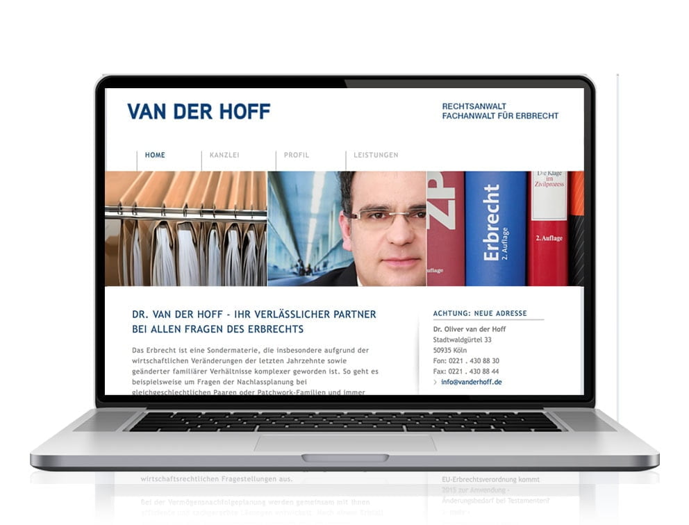 Rechtsanwalt Van der Hoff 1 Webdesign designplus Köln Referenz - Responsive Website für Rechtsanwalt Van der Hoff Köln