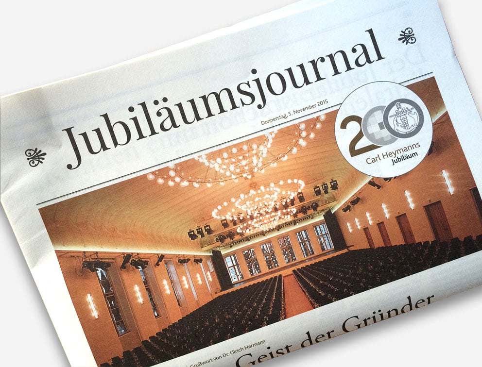 Werbemittel Zeitung Jubiläumsaktion Carl Heymanns Verlag