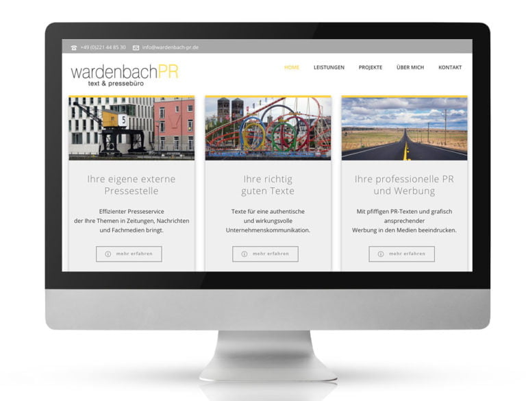 Webdesign Referenzprojekt designplus, Köln für Wardenbach PR Köln