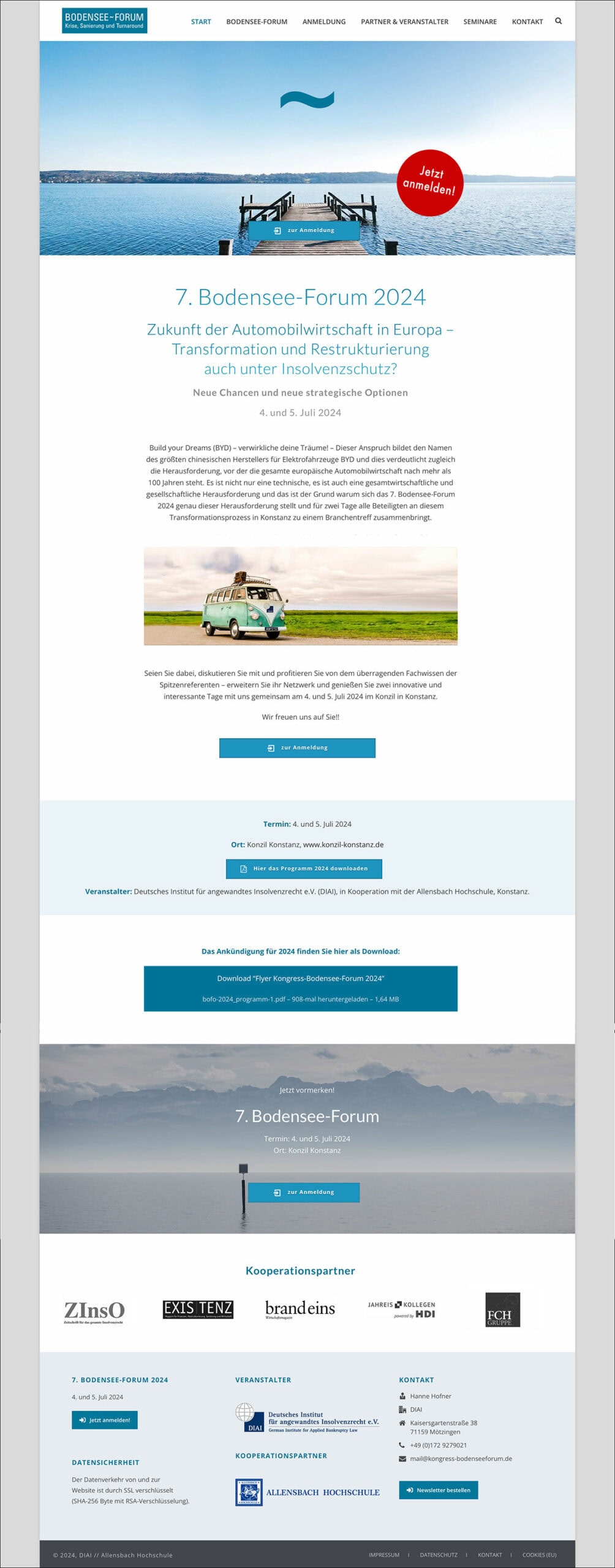 Webdesign Referenzprojekt designplus, Köln für den Kongress Bodenseerforum