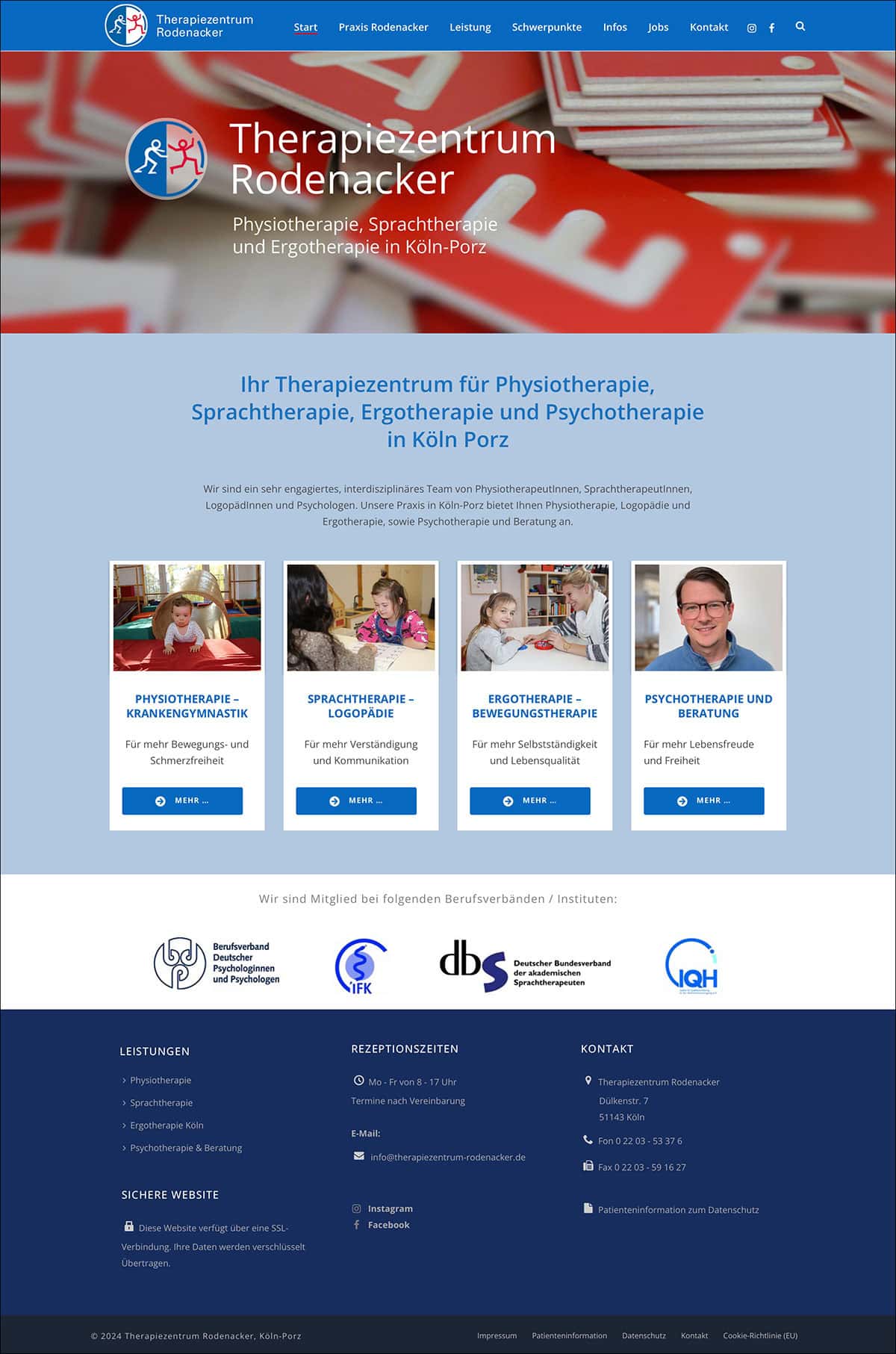 Therapiezentrum Rodenacker 2 Webdesign Referenzprojekt designplus, Köln für das Therapiezentrum Rodenacker