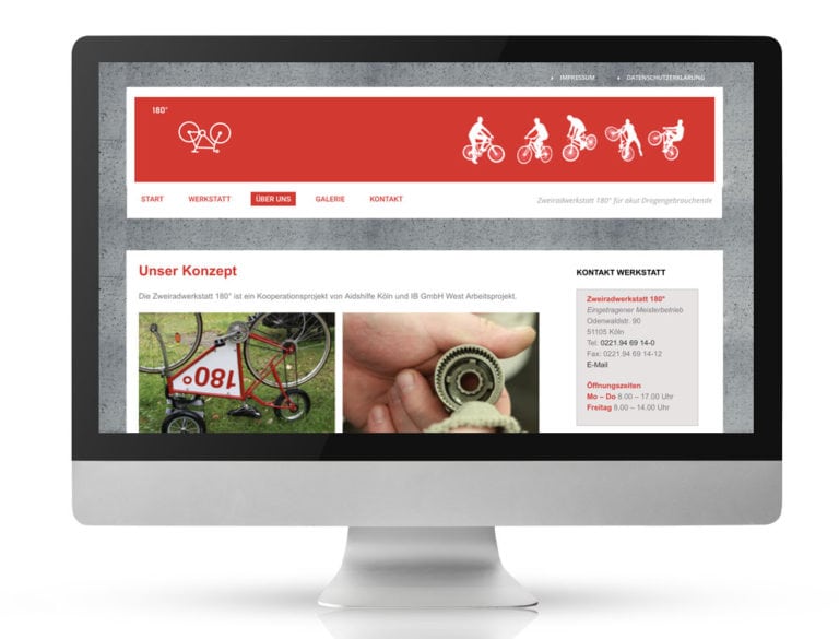Webdesign Referenzprojekt designplus, Köln für die Zweiradwerkstatt-180-Grad