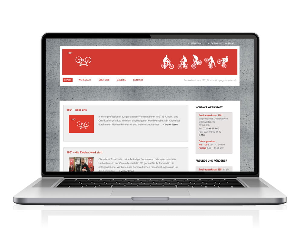 Webdesign designplus Köln Referenz - Responsive Website für das Arbeitsprojekt Zweiradwerkstatt 180-Grad