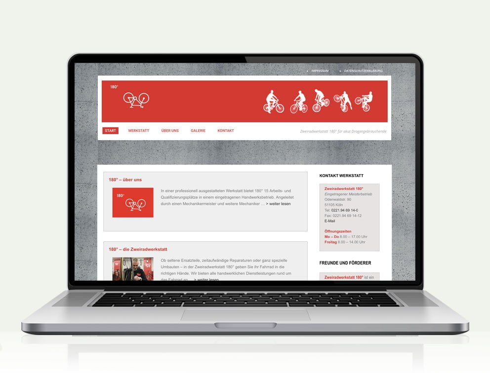 Webdesign designplus Köln Referenz - Responsive Website für das Arbeitsprojekt Zweiradwerkstatt 180-Grad