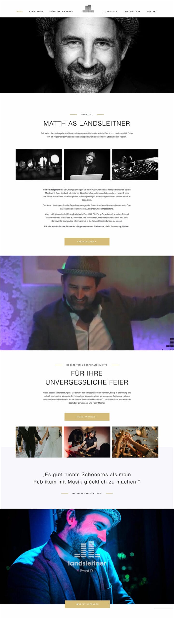 Webdesign Referenzprojekt designplus, Köln für den Event-DJ Landsleitner aus Köln