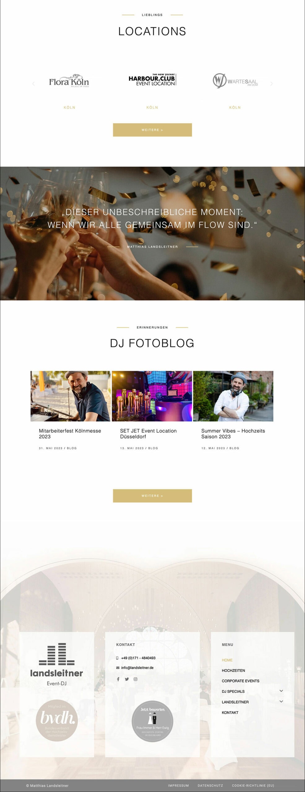 Webdesign Referenzprojekt designplus, Köln für den Event-DJ Landsleitner aus Köln