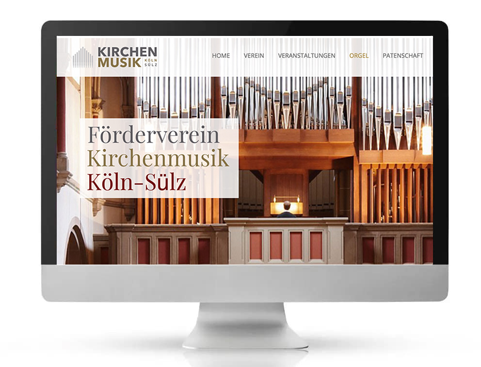 Kirchenmusik. Webdesign Referenzprojekt designplus, Köln für den Förderverein Kirchenmusik in Sülz