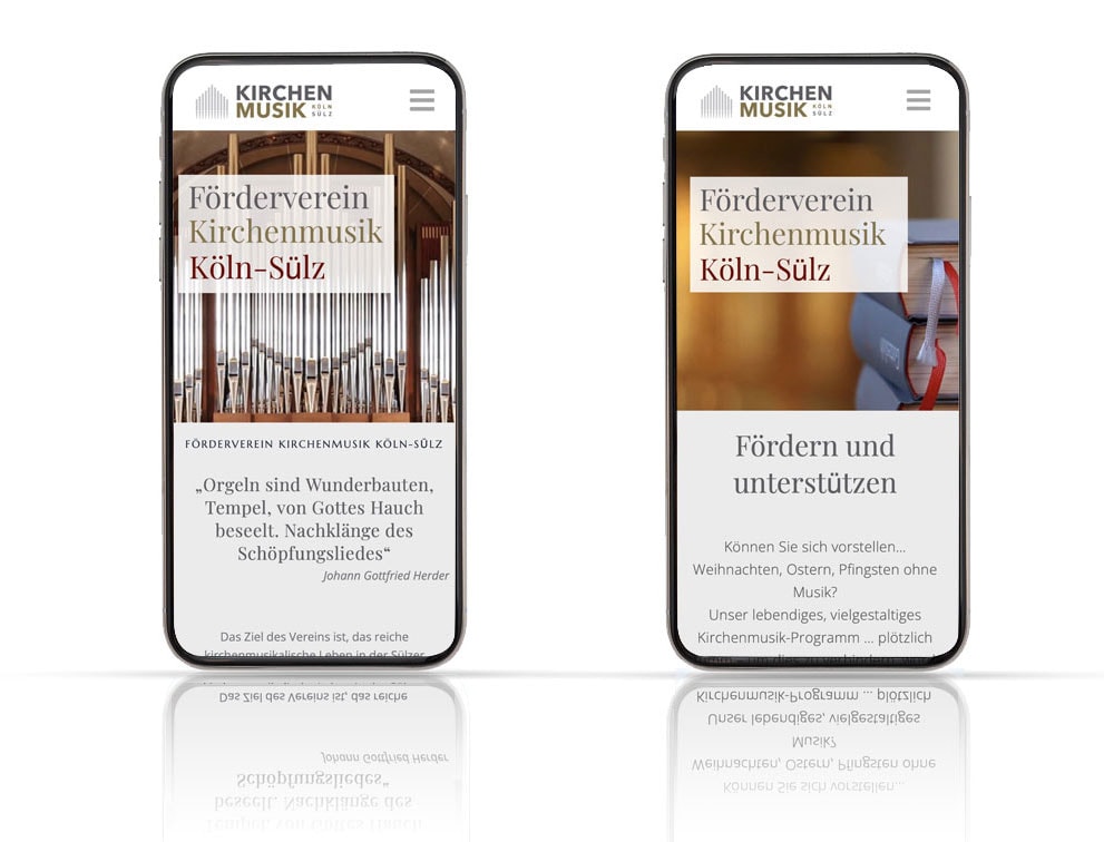 Webdesign Referenzprojekt designplus, Köln für den Förderverein Kirchenmusik in Sülz