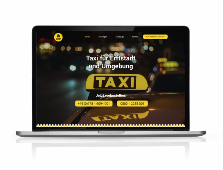 Webdesign Referenzprojekt designplus, Köln für das Taxiunternehmen in Erftstadt