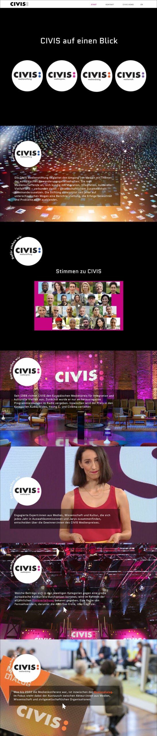 Webdesign Referenzprojekt designplus, Köln für die CIVIS MEDIENSTIFTUNG in Köln