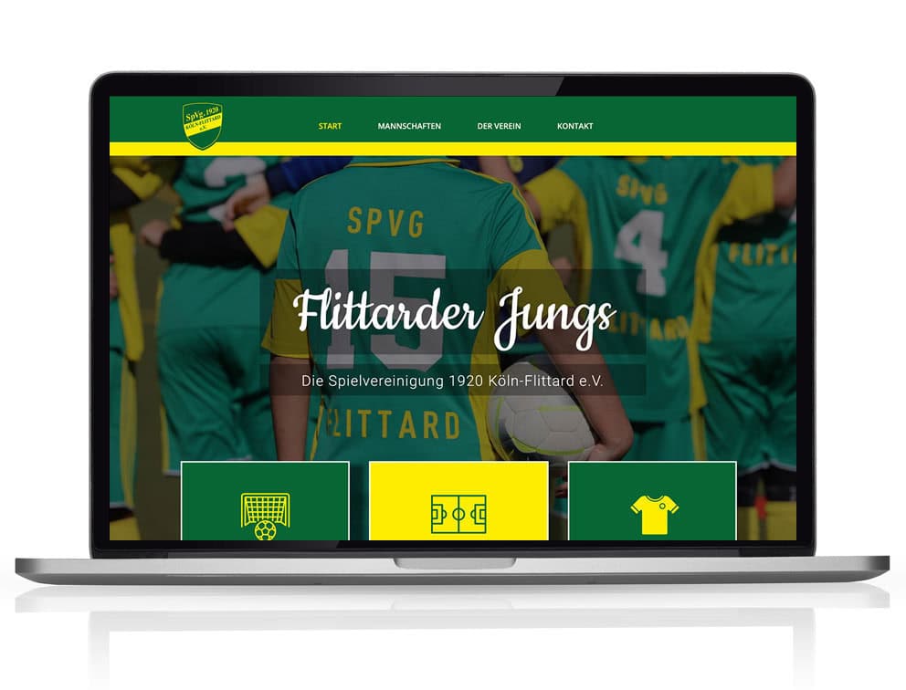 Spielvereinigung 1920 – Flittarder Jungs 1 Webdesign Referenzprojekt designplus, Köln für die Spielvereinigung 1920 Köln - Flittard e.V.