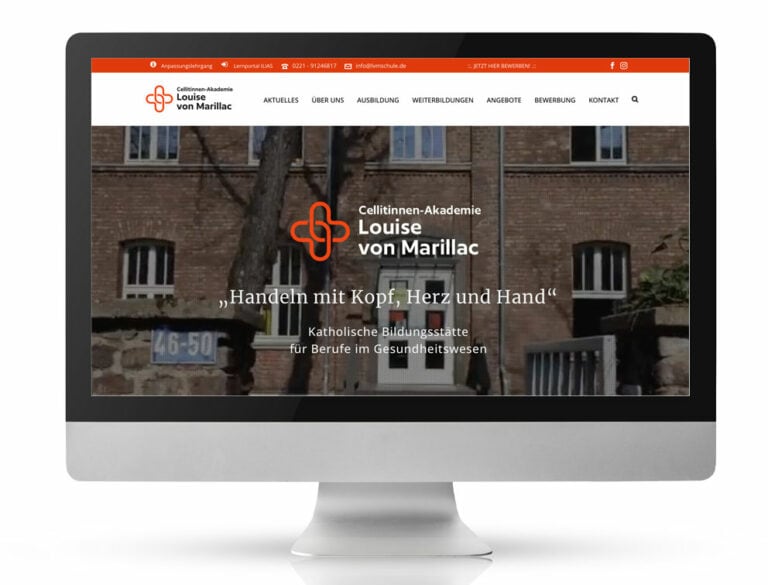 Webdesign Referenzprojekt designplus, Köln für die Krankenpflegeschule Louise von Marillac in Köln