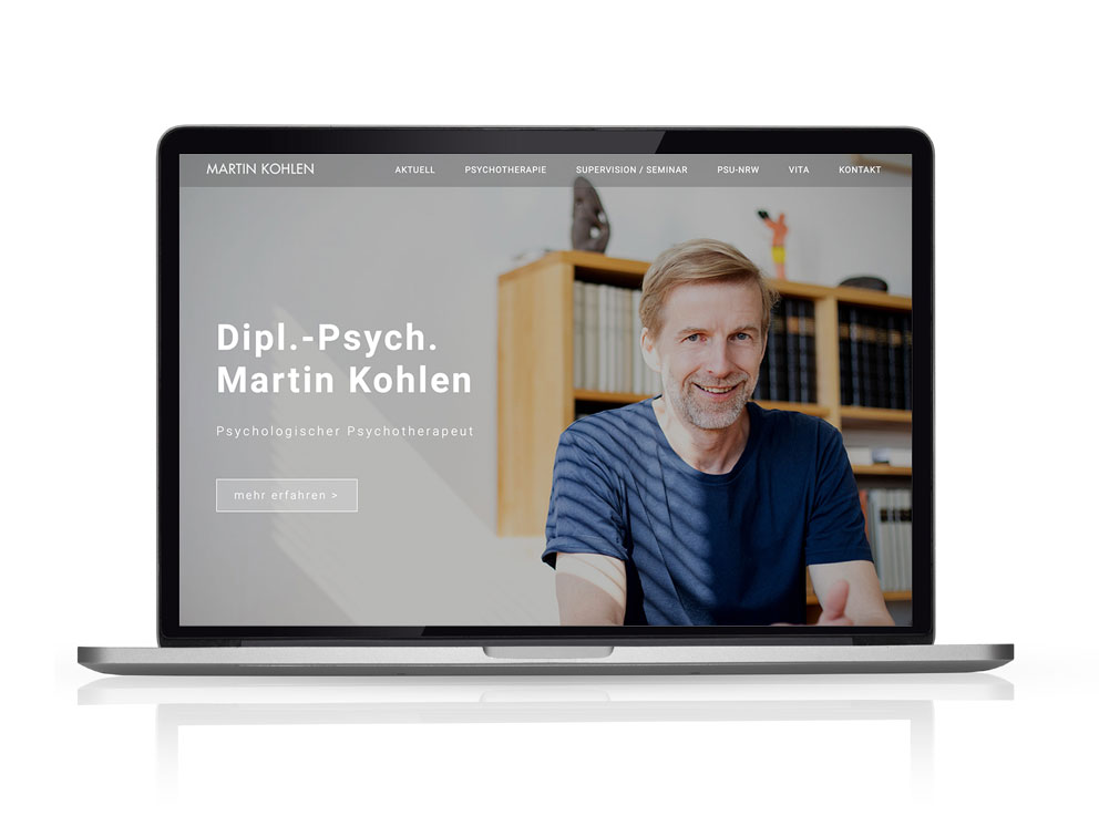 Webdesign Referenzprojekt designplus, Köln für den Psychologischer Psychotherapeut Martin Kohlen
