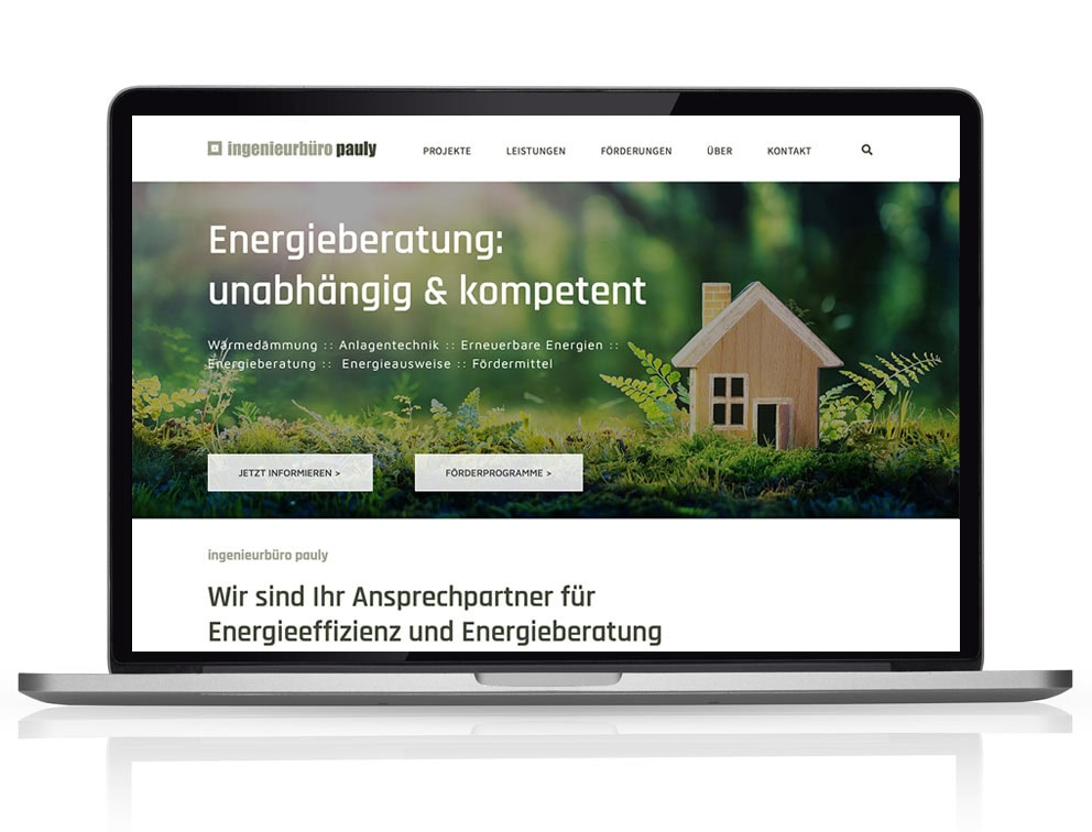 Webdesign Referenzprojekt designplus, Köln für die Energieberatung Ing. Pauly