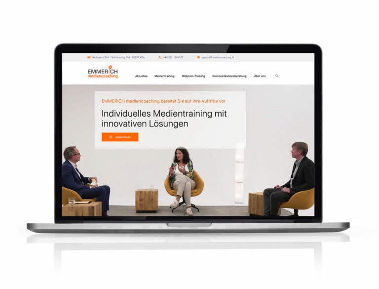 Webdesign Referenzprojekt designplus, Köln für den Mediencoach Emmerinch in Köln