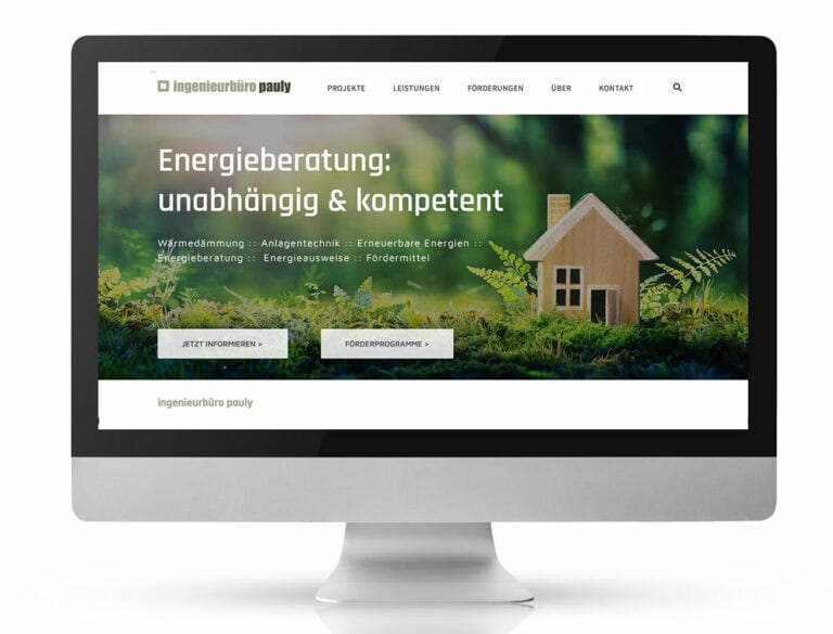 Webdesign Referenzprojekt designplus, Köln für die Energieberatung Ing. Pauly