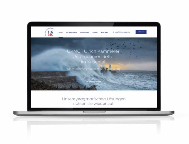 Webdesign Referenzprojekt designplus, Köln für den Unternehmens-Retter UKMC