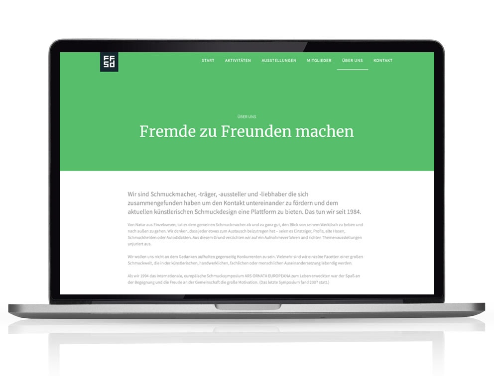 Webdesign Referenzprojekt designplus, Köln für das Forum für Schmuck und Design e.V. in Köln